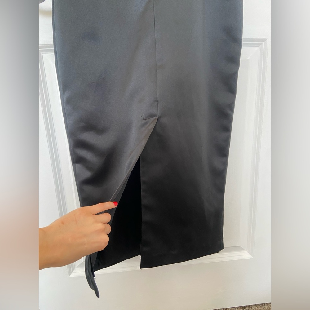 French Connection Classic Satin Black Midi Sleeveless Formal Dress Size 6 - Picture 4 of 8